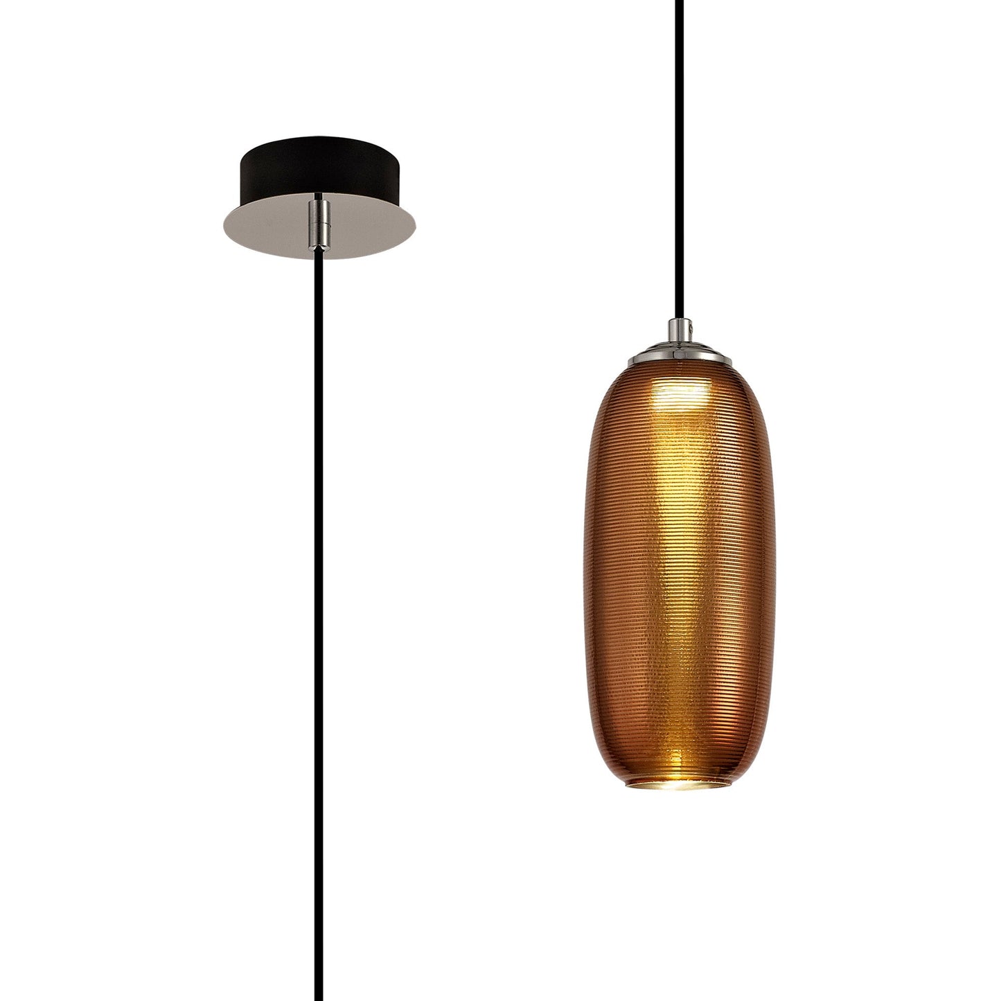 Bosley Pendant, 1 x 8W LED, 4000K, 720lm, Copper and Black, 3yrs Warranty