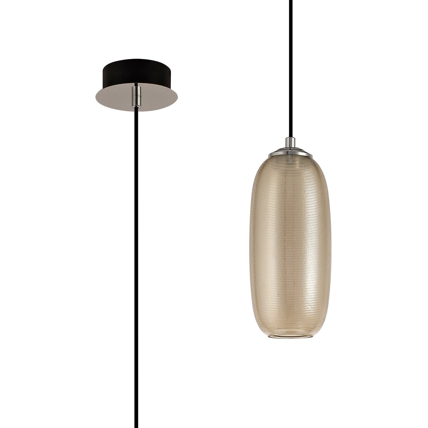 Bosley Pendant, 1 x 8W LED, 4000K, 720lm, Champagne and Black, 3yrs Warranty