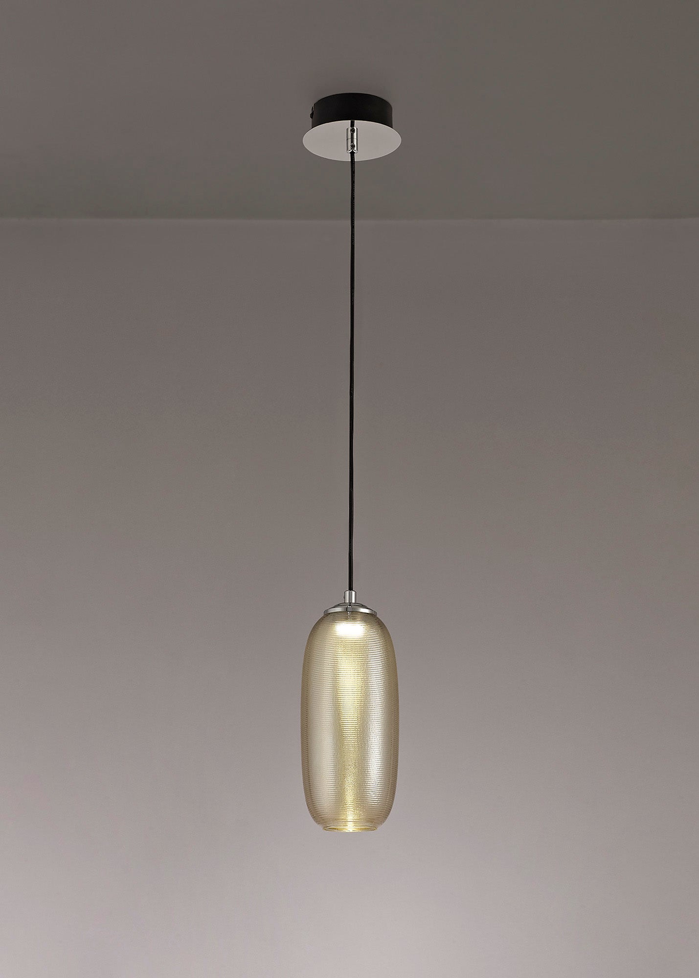 Bosley Pendant, 1 x 8W LED, 4000K, 720lm, Champagne and Black, 3yrs Warranty