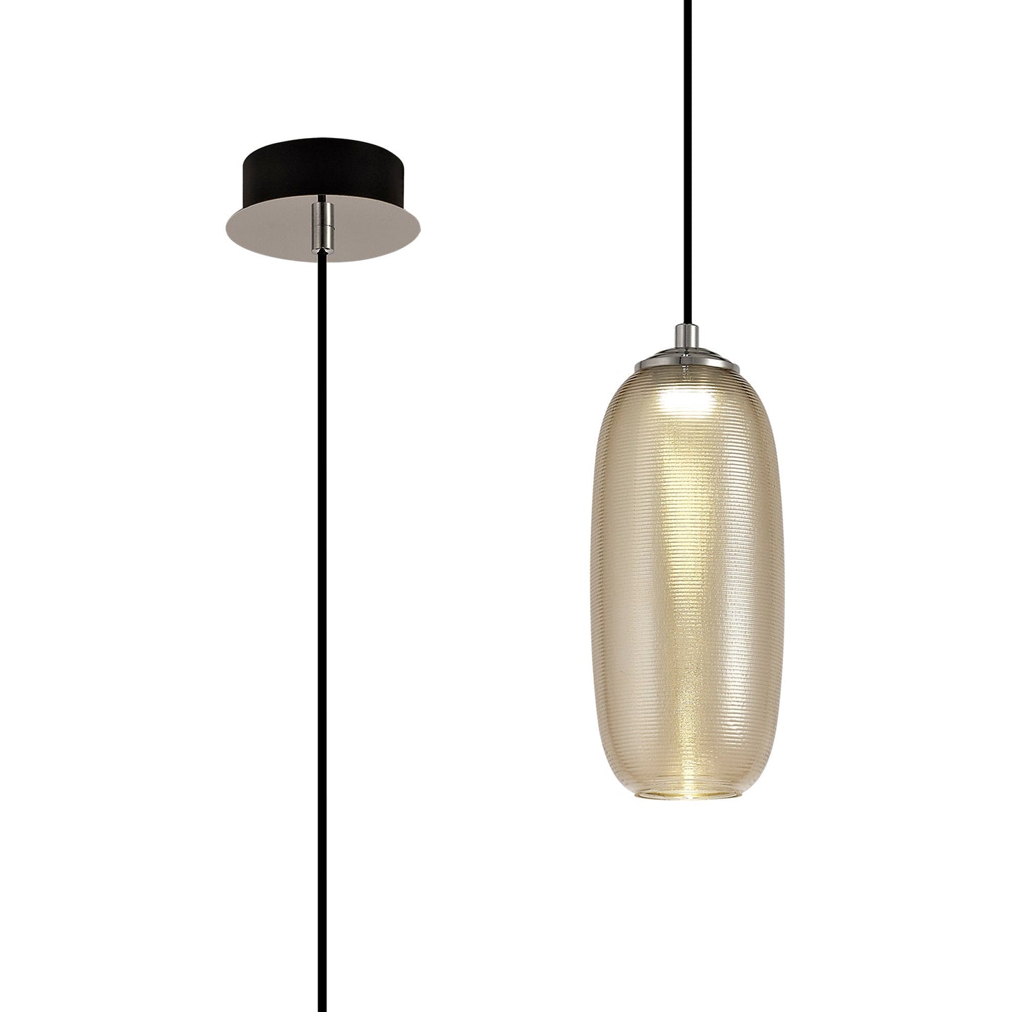 Bosley Pendant, 1 x 8W LED, 4000K, 720lm, Champagne and Black, 3yrs Warranty