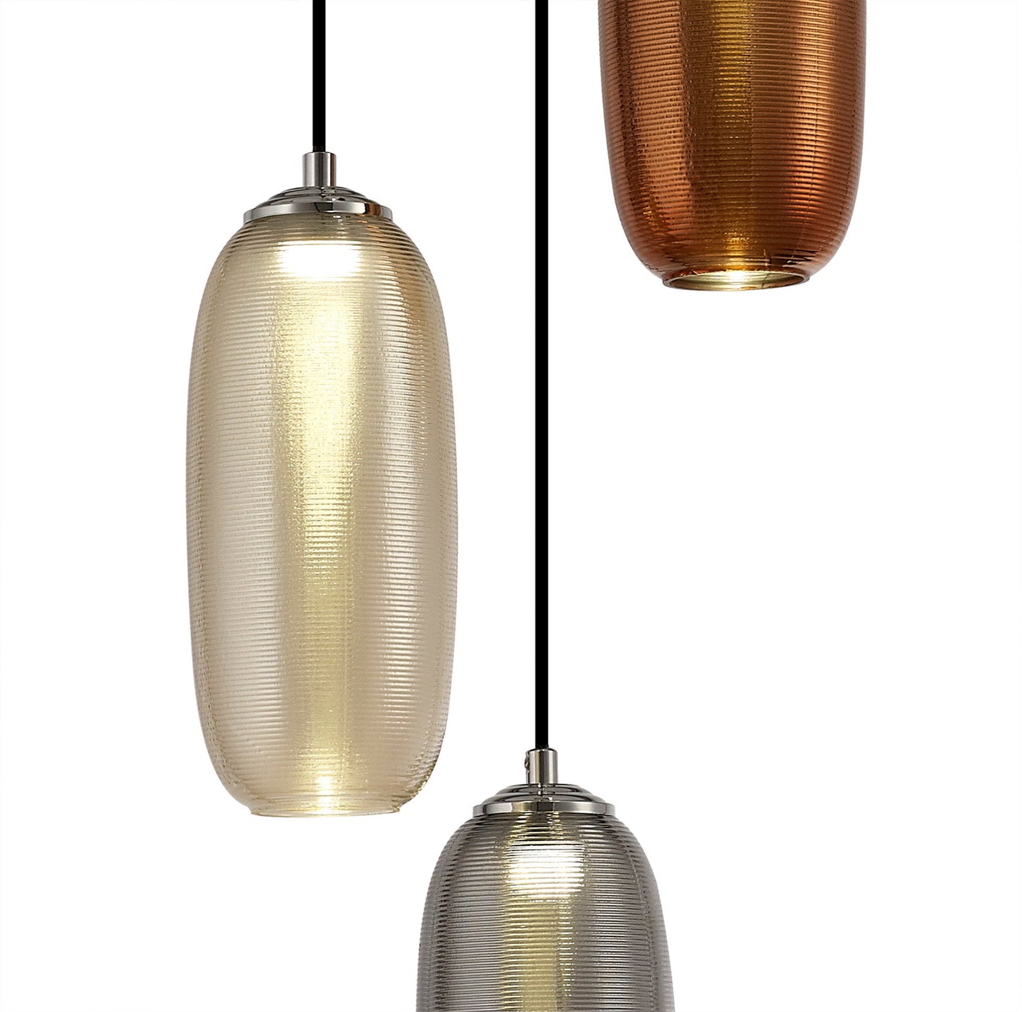 Bosley Multiple Pendant, 3 x 8W LED, 4000K, 2160lm, Smoked, Copper & Champagne and Black, 3yrs Warranty