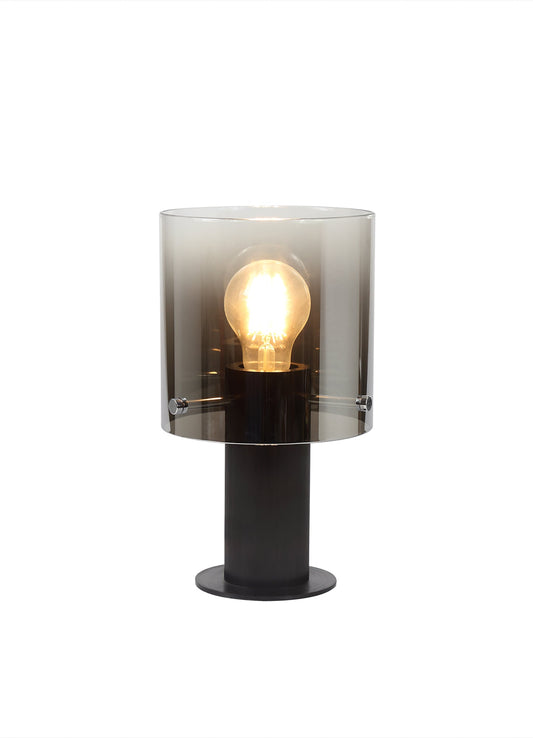 Bowdon Table Lamp, 1 Light Table Lamp E27, Black and Smoke Fade Glass