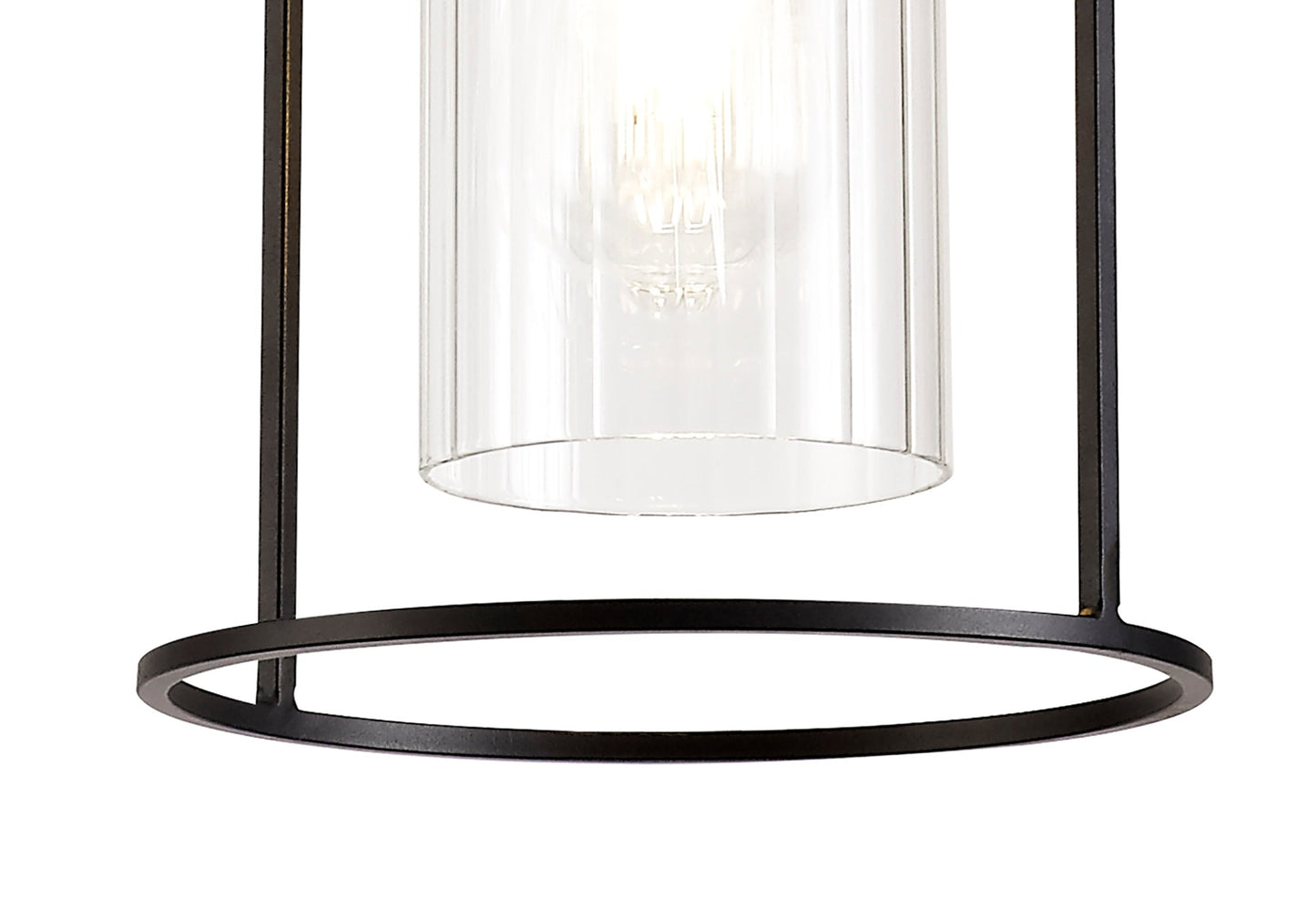 Bramhall Single Pendant, 1 Light E27, Black and Clear Glass