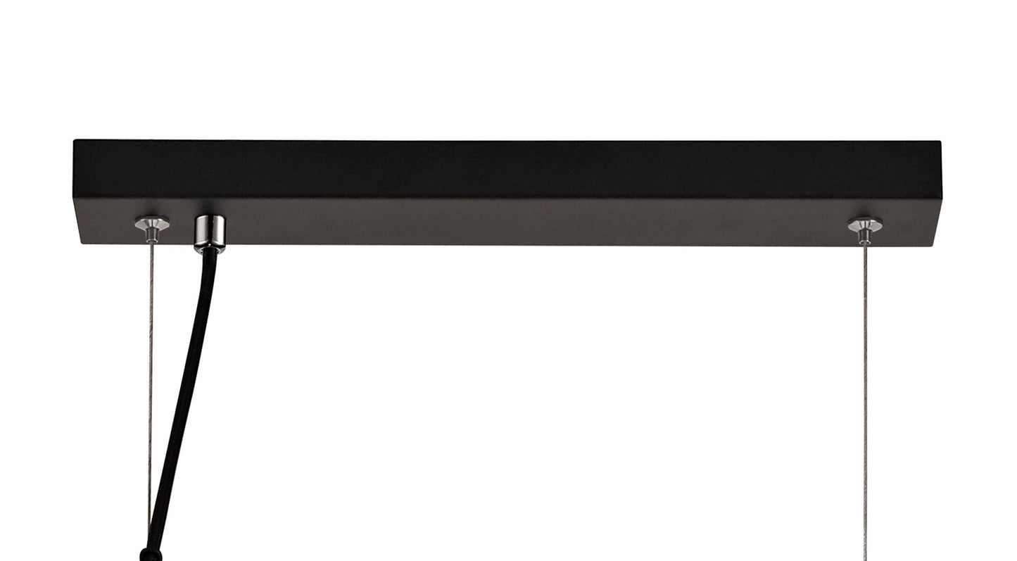 Bramhall Linear Pendant, 3 Light E27, Black and Clear Glass