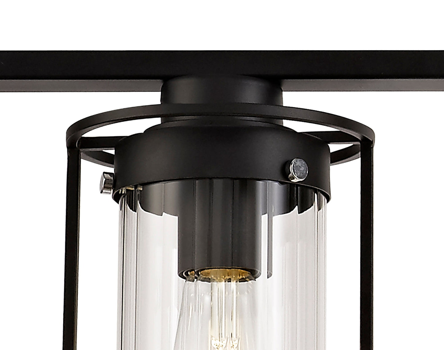 Bramhall Linear Pendant, 3 Light E27, Black and Clear Glass
