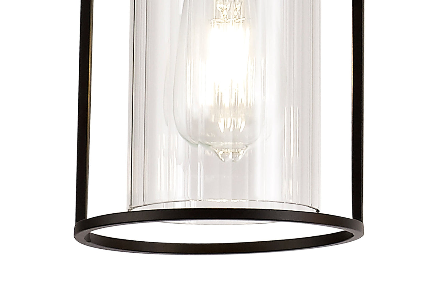 Bramhall Linear Pendant, 3 Light E27, Black and Clear Glass