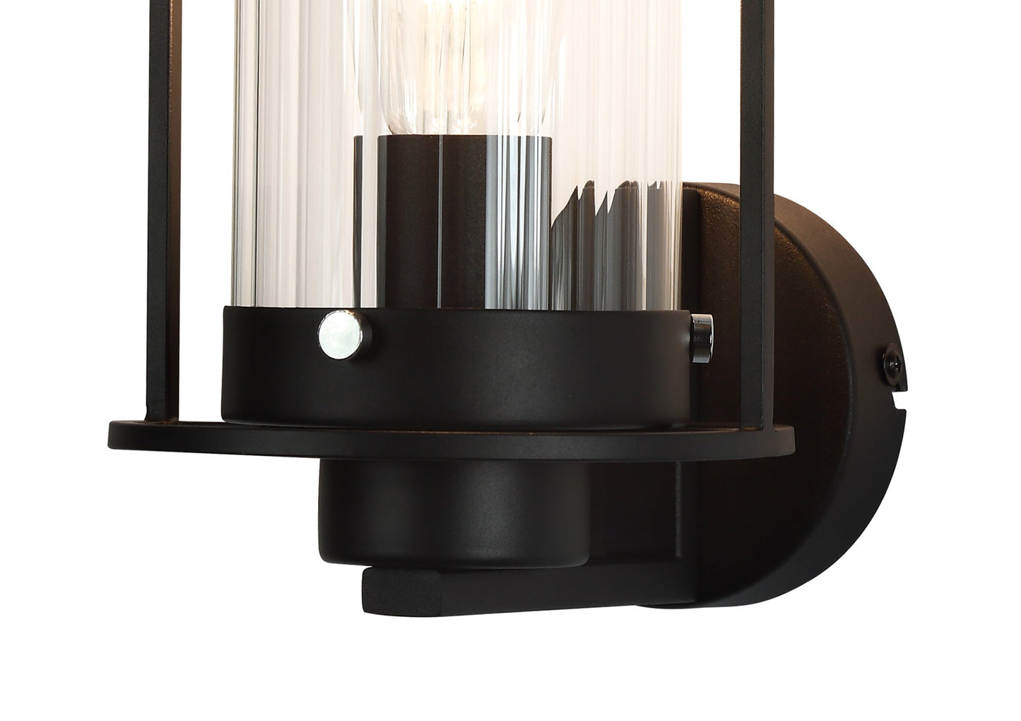 Bramhall Wall Light, 1 Light E27, Black and Clear Glass
