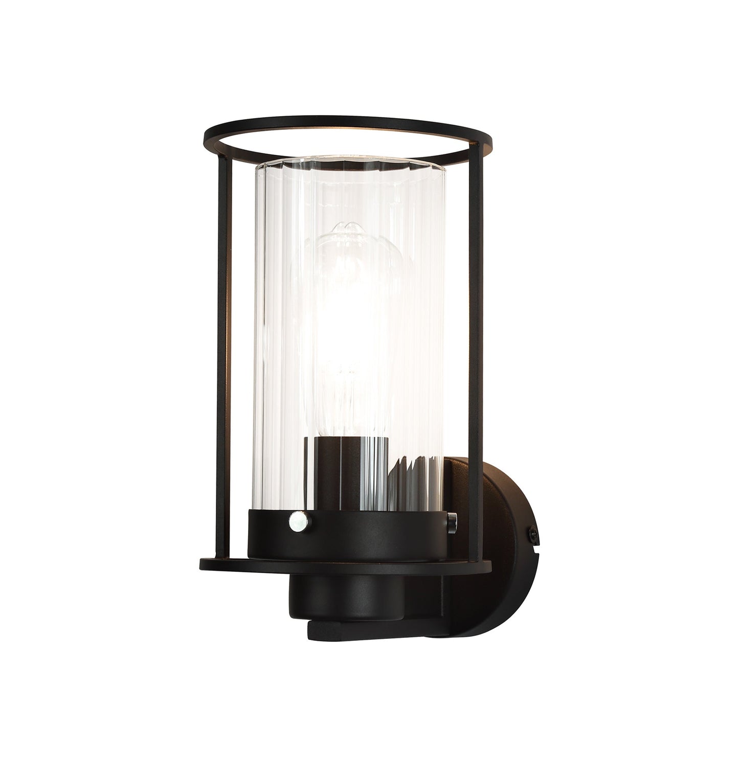 Bramhall Wall Light, 1 Light E27, Black and Clear Glass