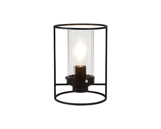 Bramhall Table Lamp, 1 Light E27, Black and Clear Glass