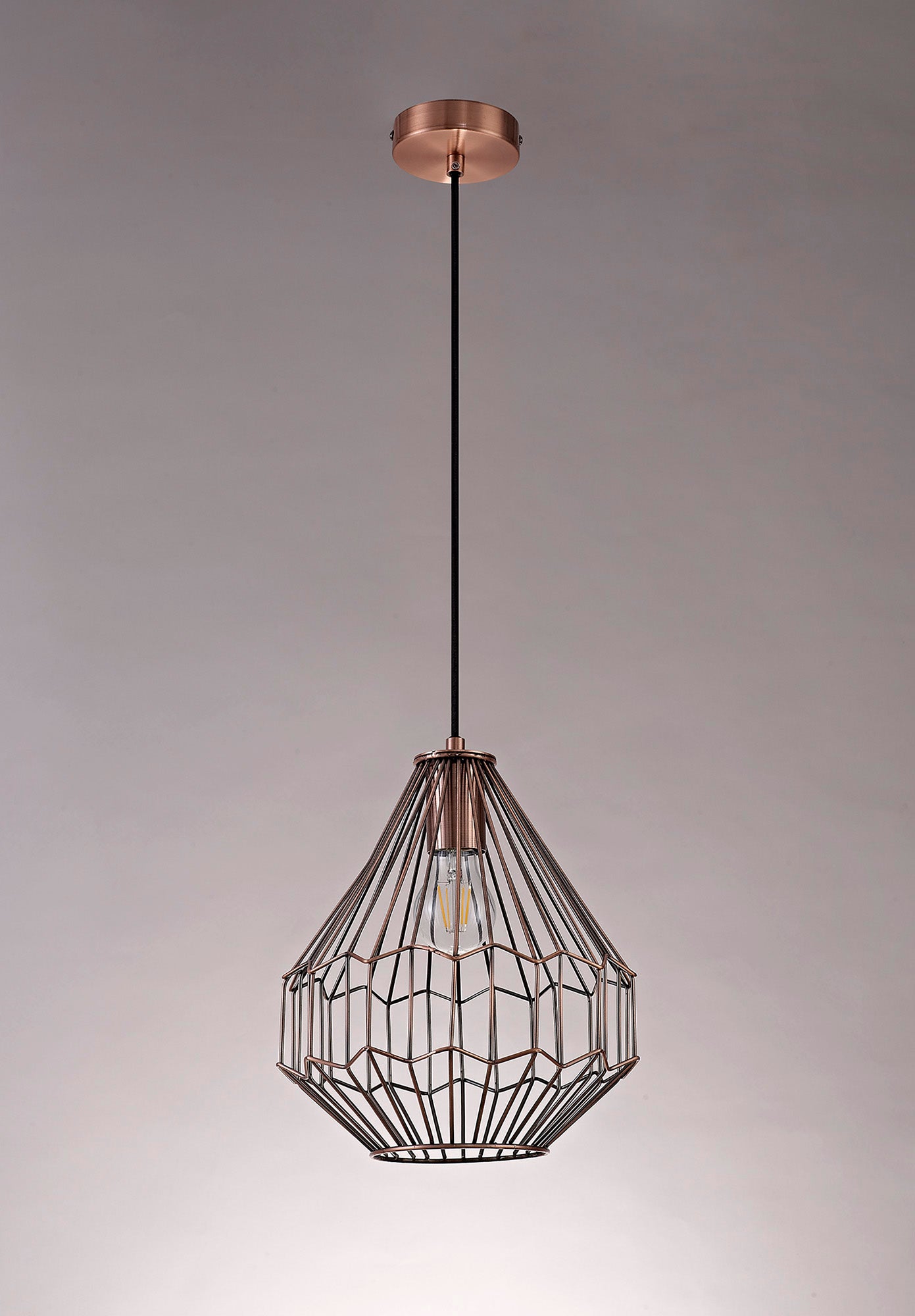 Bucklow Small Pendant, 1 x E27, Antique Copper and Black 2