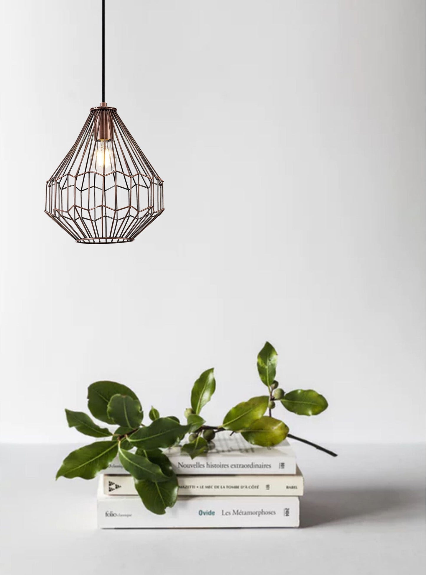 Bucklow Small Pendant, 1 x E27, Antique Copper and Black 2