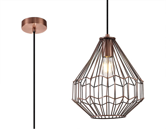 Bucklow Small Pendant, 1 x E27, Antique Copper and Black 2