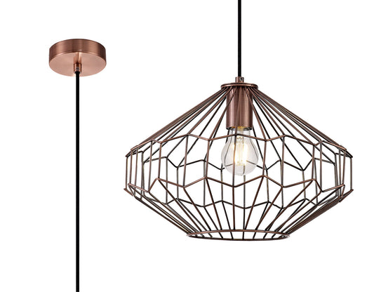 Bucklow Medium Pendant, 1 x E27, Antique Copper and Black 2