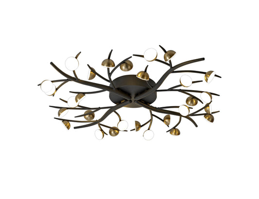 Budworth 28 Light Semi-Flush, 28 x 3W LED, 3000K, 4400lm, Black and Antique Brass, 3yrs Warranty