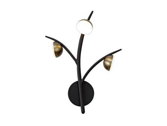 Budworth 3 Light Wall Lamp, 3 x 3W LED, 3000K, 495lm, Black and Antique Brass, 3yrs Warranty