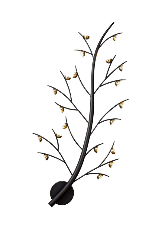 Budworth 20 Light Wall Lamp, 20 x 3W LED, 3000K, 3300lm, Black and Antique Brass, 3yrs Warranty