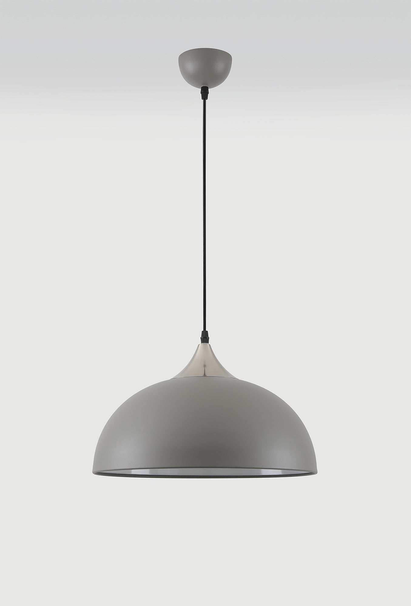 Burton 38cm Small Pendant, 1 x E27, Sand Grey and Satin Nickel 2