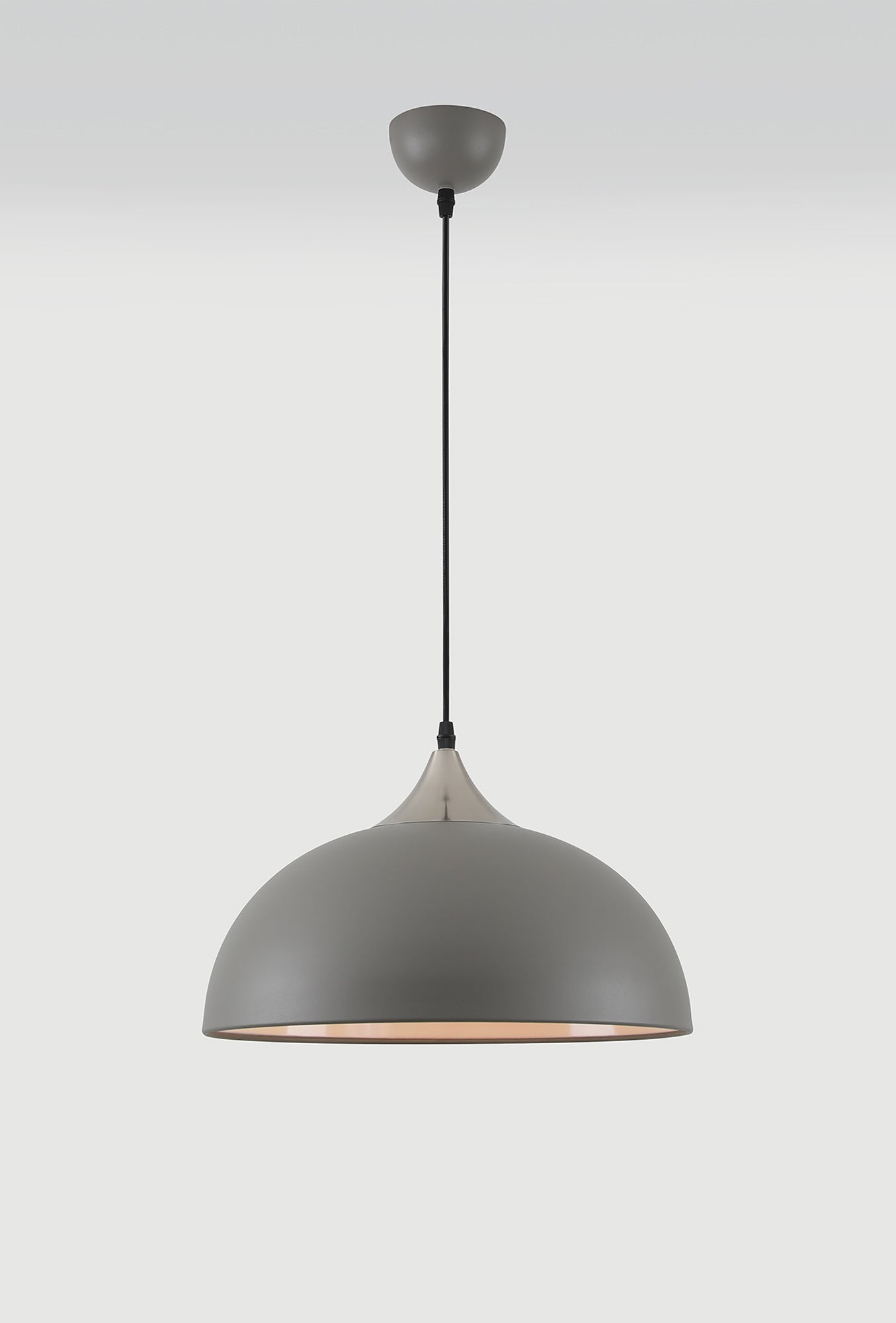 Burton 38cm Small Pendant, 1 x E27, Sand Grey and Satin Nickel 2