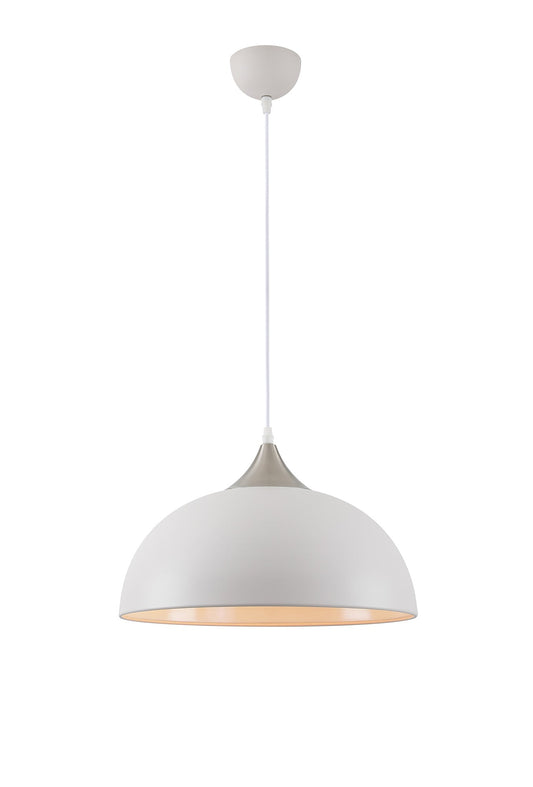 Burton 38cm Small Pendant, 1 x E27, Sand White and Satin Nickel 2