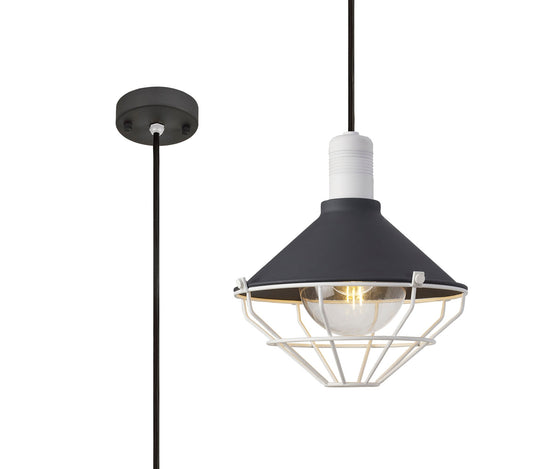 Buttermere Pendant, 1 Light E27, IP65, Anthracite and Matt White, 2yrs Warranty