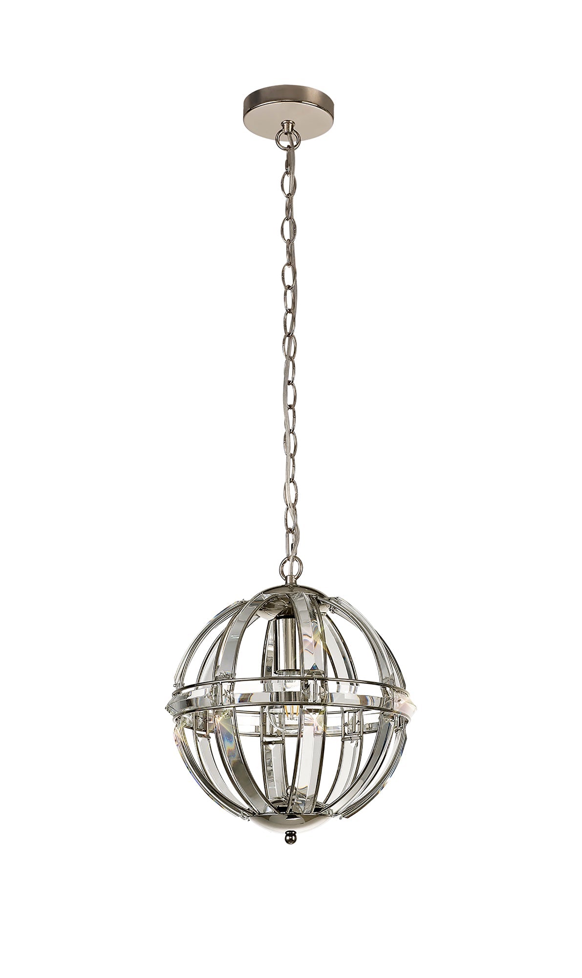 Chelford Small Round Pendant, 1 Light E27, Polished Nickel