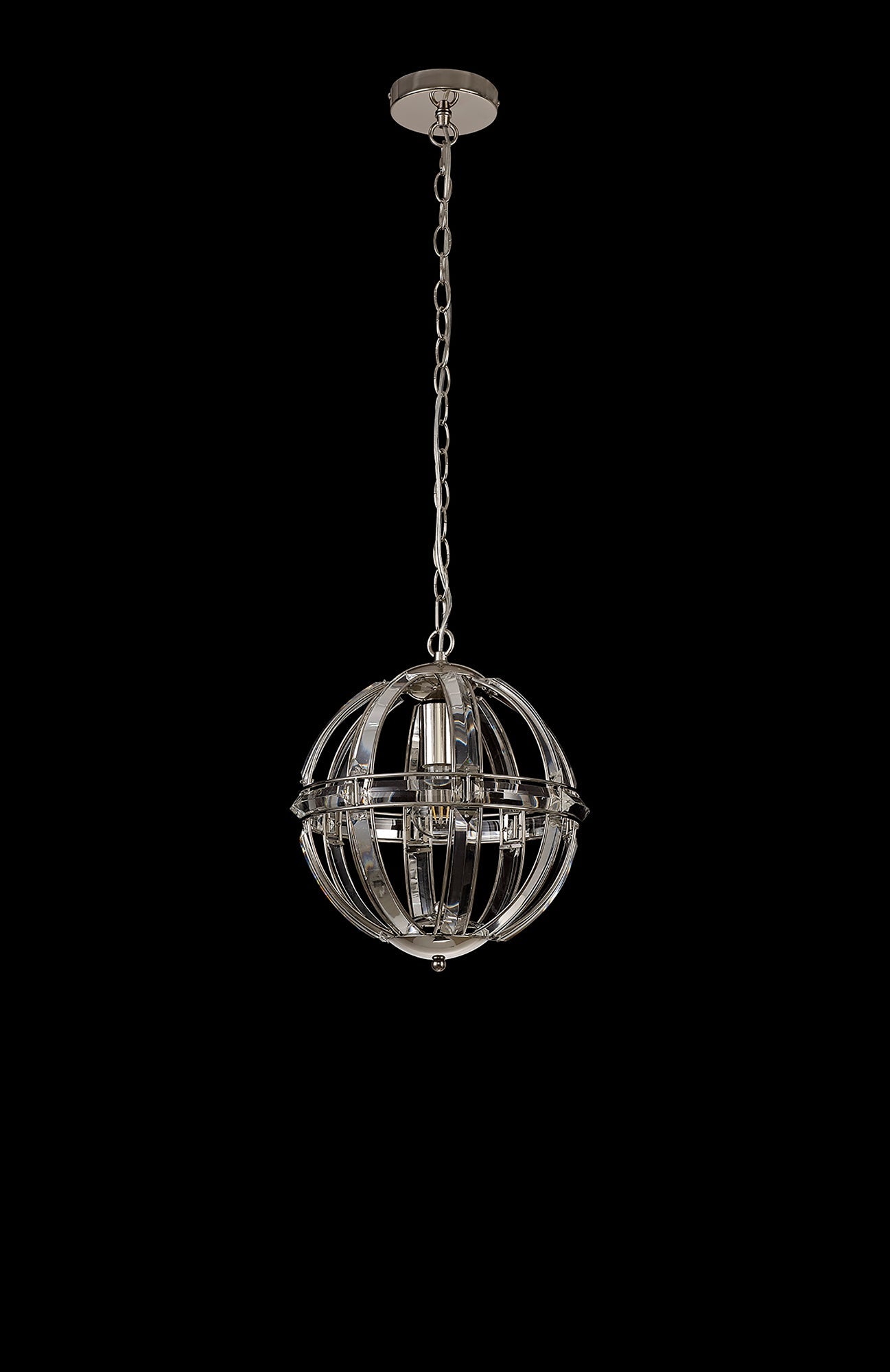 Chelford Small Round Pendant, 1 Light E27, Polished Nickel