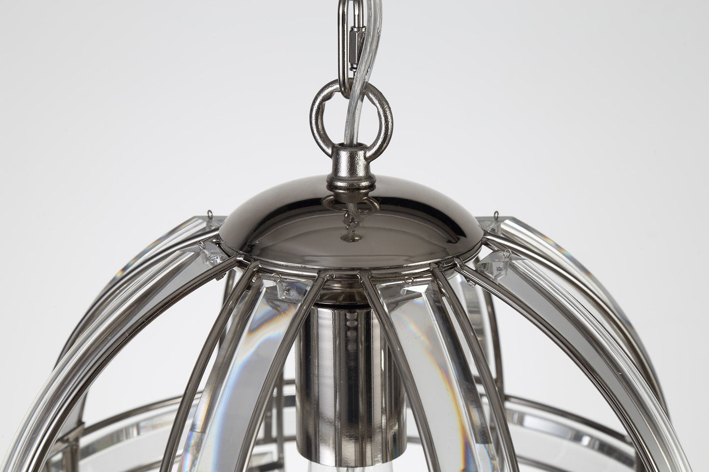 Chelford Small Round Pendant, 1 Light E27, Polished Nickel