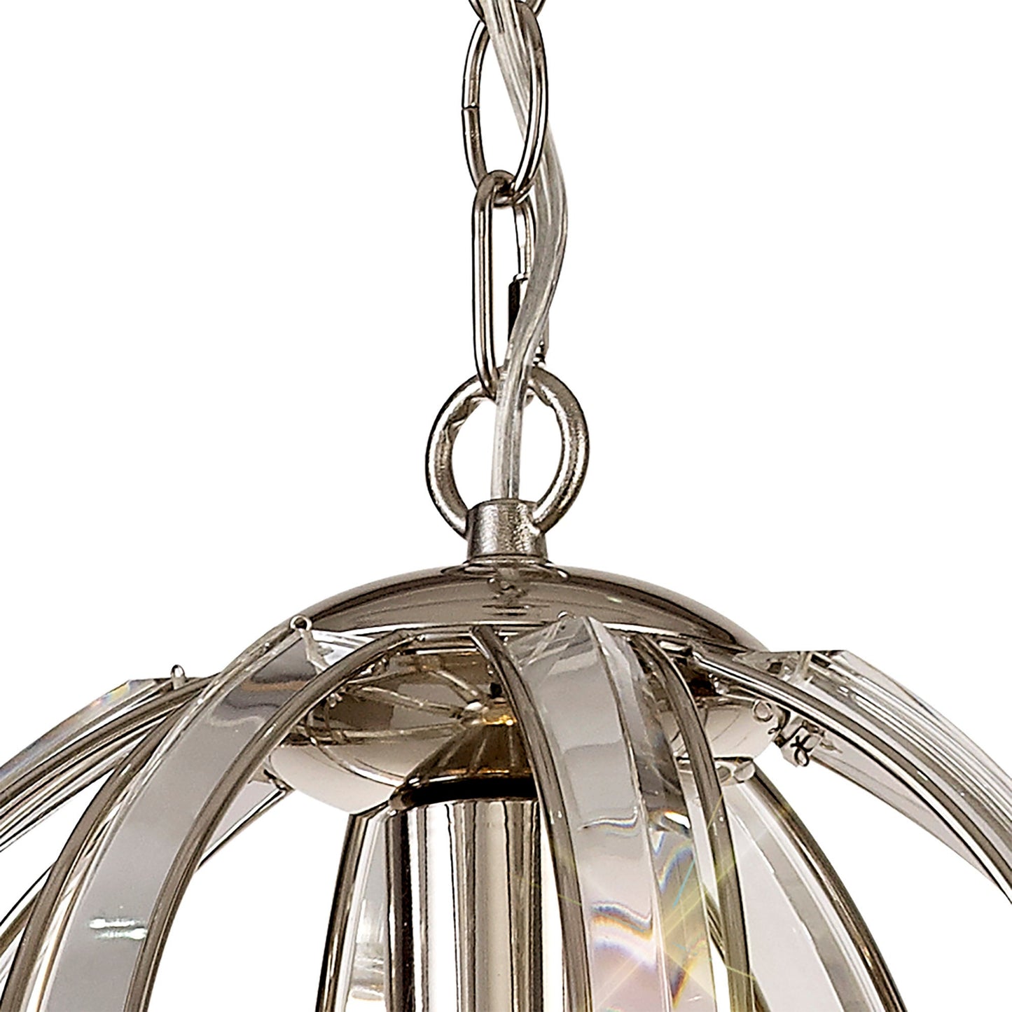 Chelford Small Round Pendant, 1 Light E27, Polished Nickel