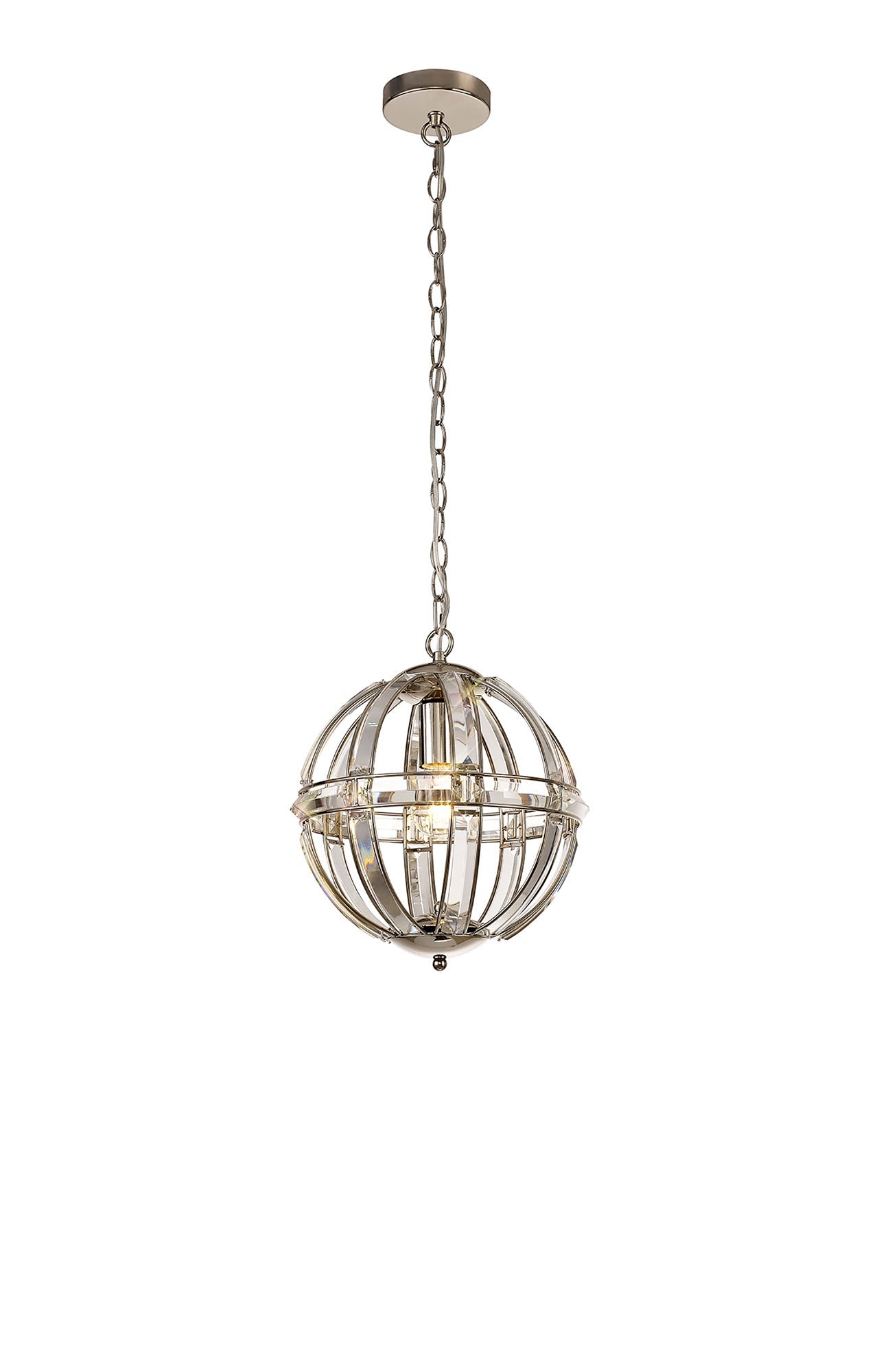 Chelford Small Round Pendant, 1 Light E27, Polished Nickel