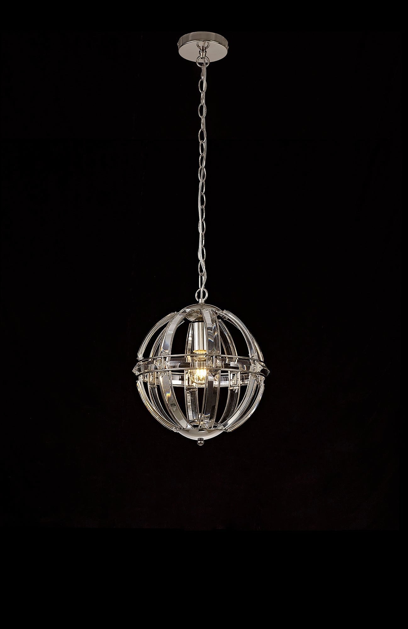 Chelford Small Round Pendant, 1 Light E27, Polished Nickel