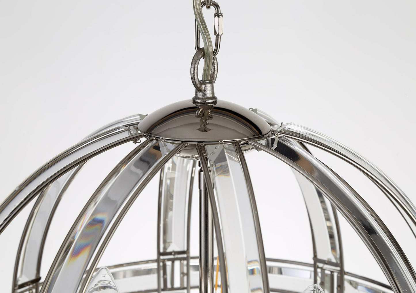 Chelford Medium Round Pendant, 3 Light E27, Polished Nickel