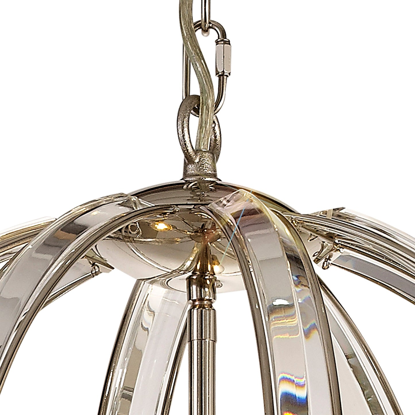 Chelford Medium Round Pendant, 3 Light E27, Polished Nickel