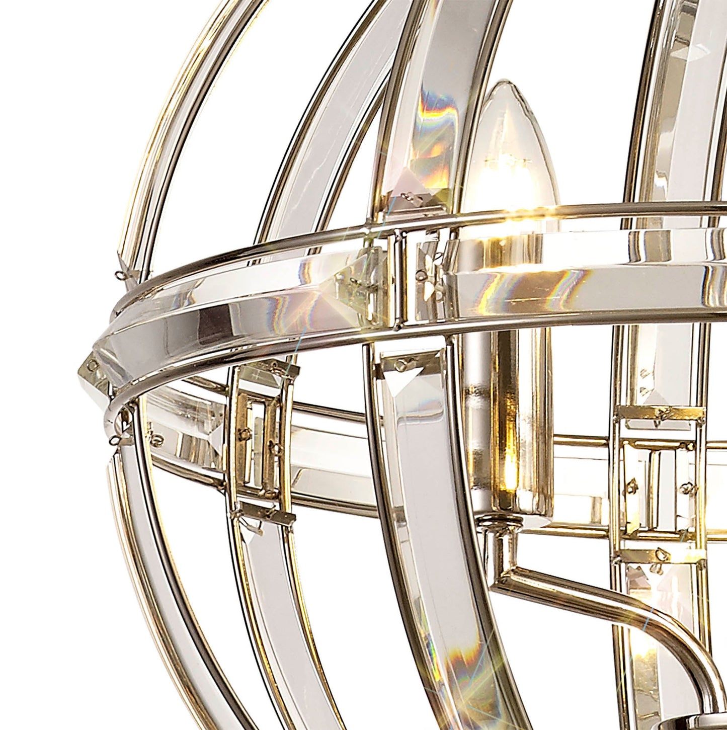 Chelford Medium Round Pendant, 3 Light E27, Polished Nickel