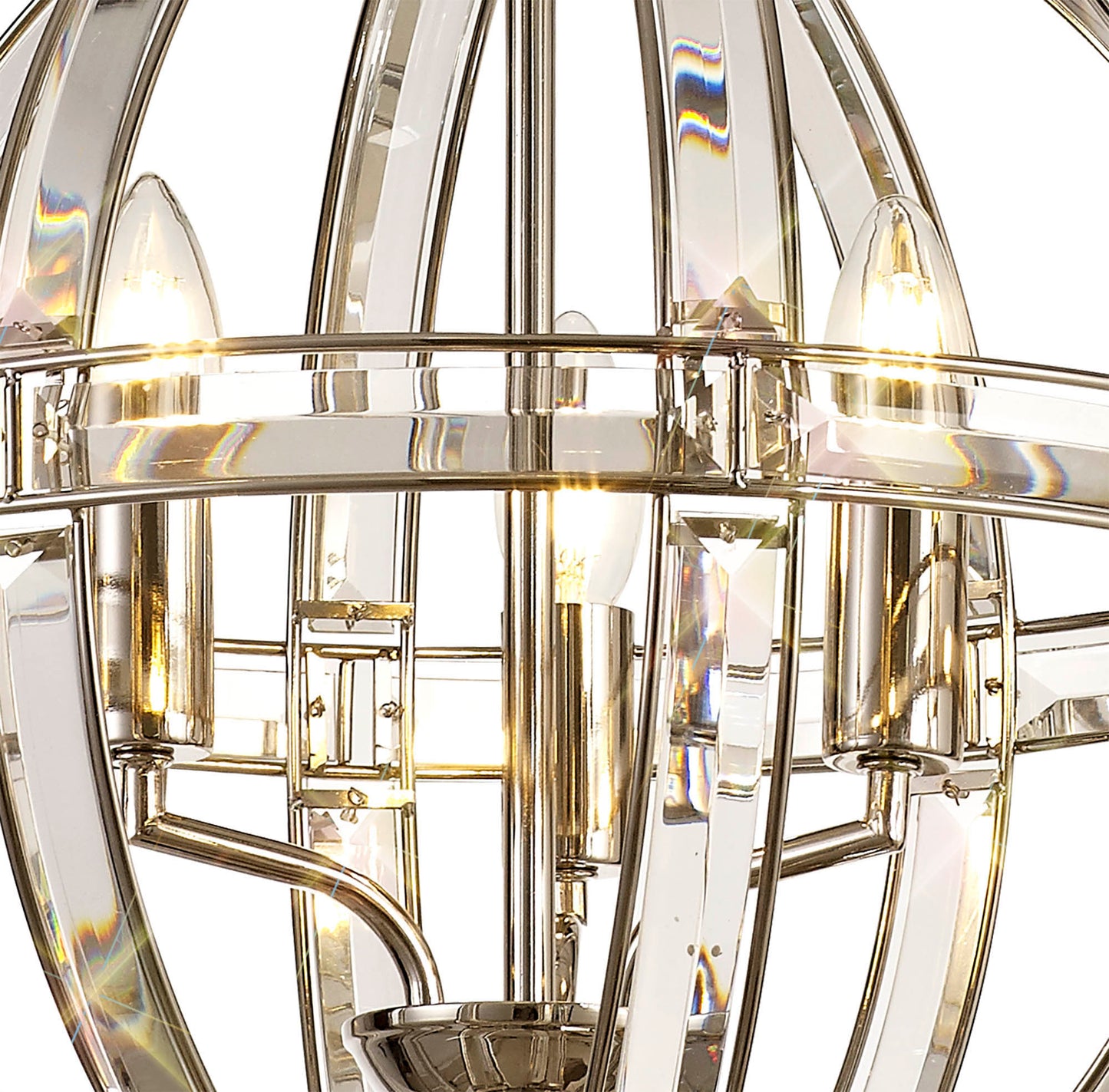 Chelford Medium Round Pendant, 3 Light E27, Polished Nickel
