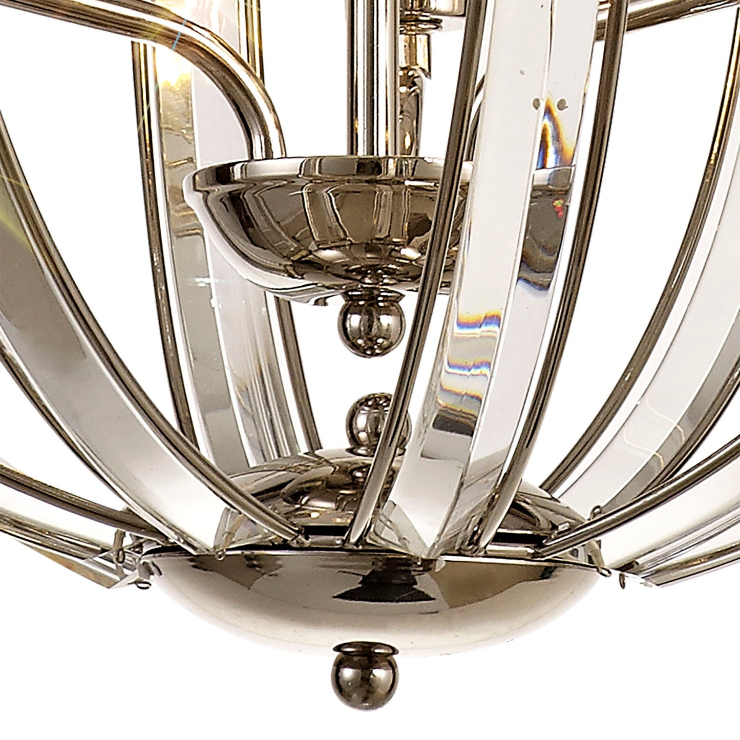 Chelford Medium Round Pendant, 3 Light E27, Polished Nickel