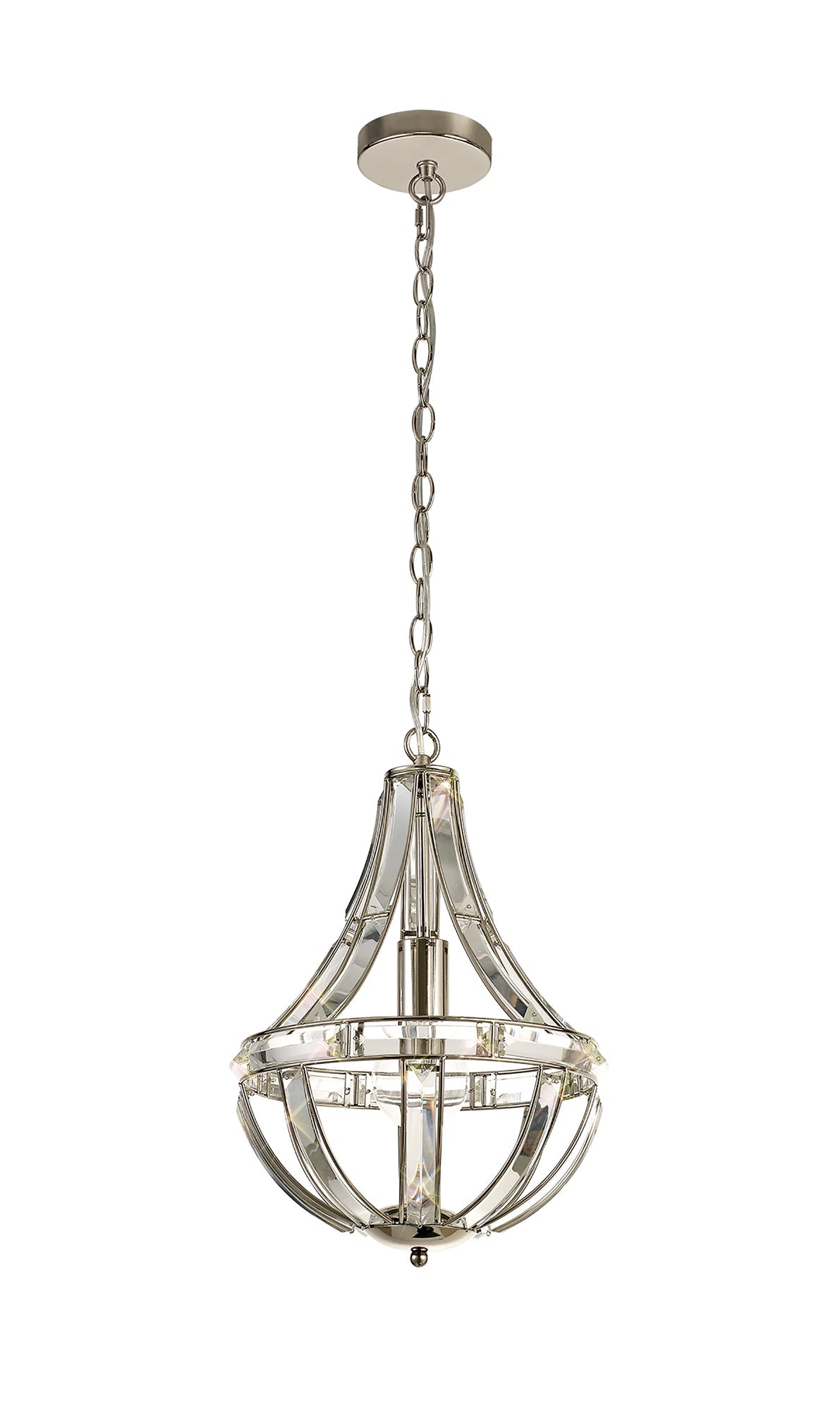 Chelford Teardrop Pendant, 1 Light E27, Polished Nickel