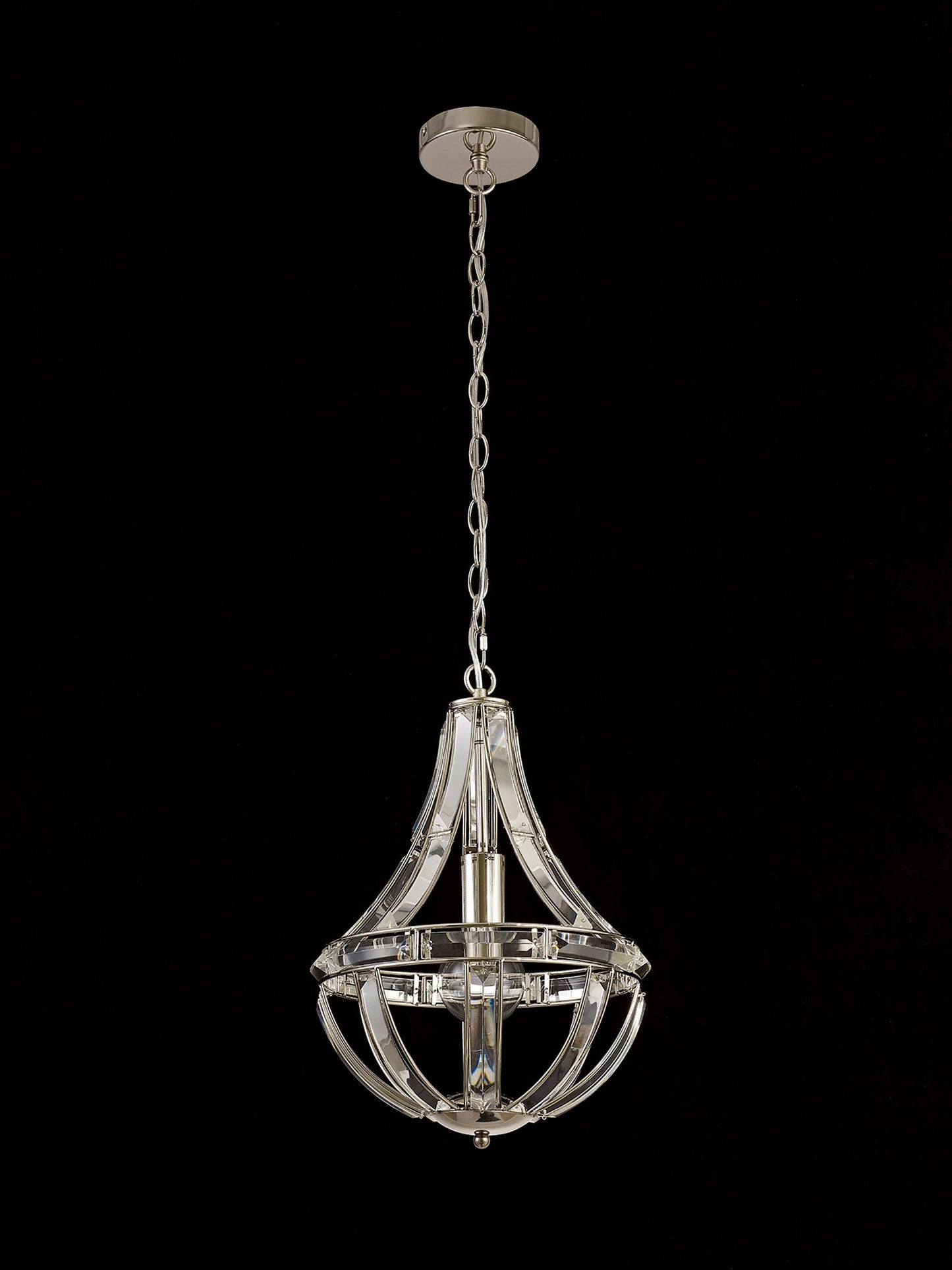 Chelford Teardrop Pendant, 1 Light E27, Polished Nickel