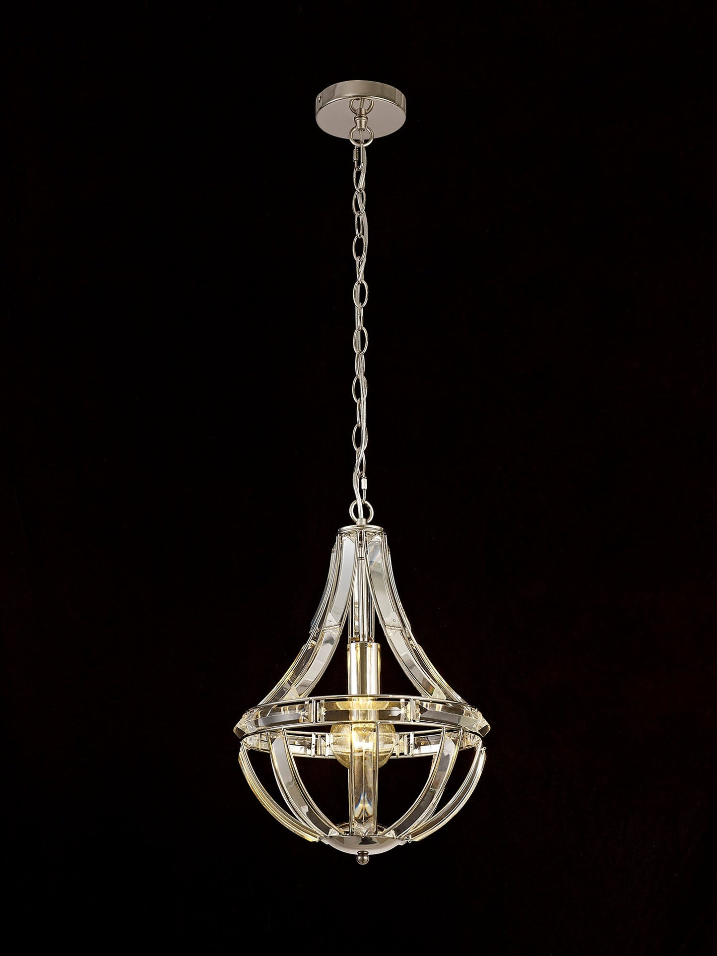 Chelford Teardrop Pendant, 1 Light E27, Polished Nickel