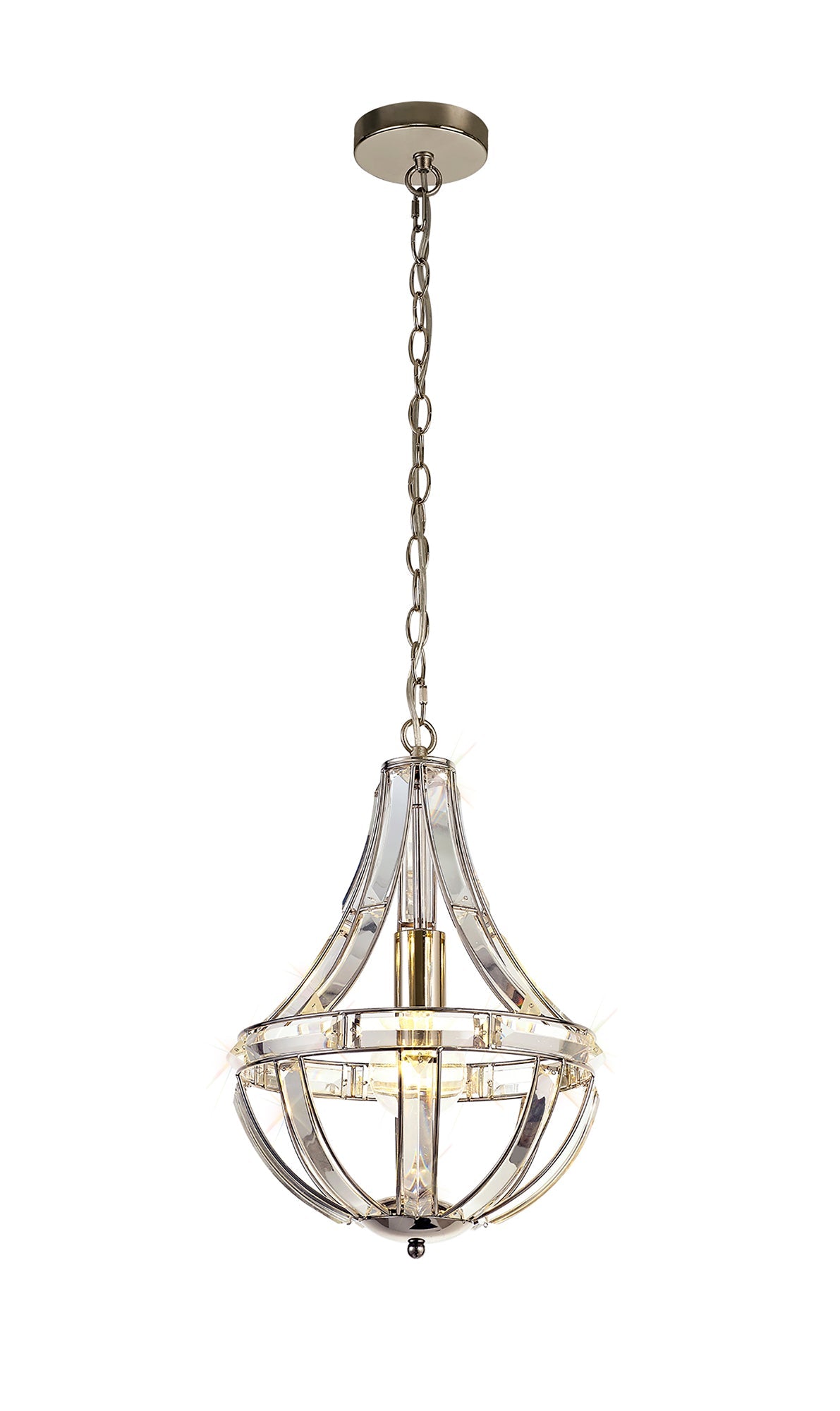 Chelford Teardrop Pendant, 1 Light E27, Polished Nickel