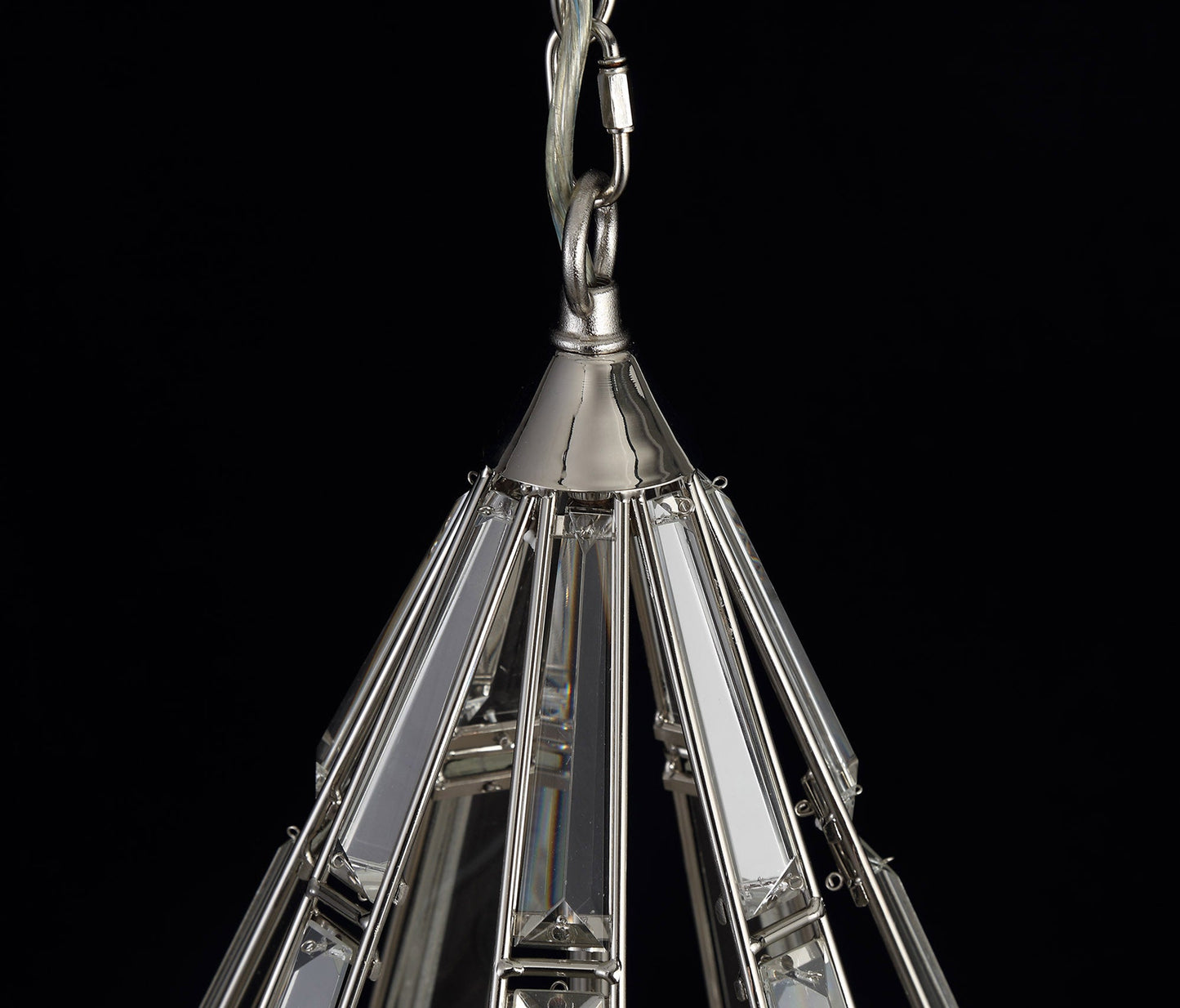 Chelford Diamond Pendant, 3 Light E27, Polished Nickel