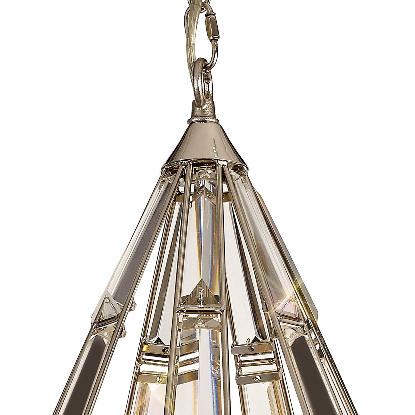 Chelford Diamond Pendant, 3 Light E27, Polished Nickel