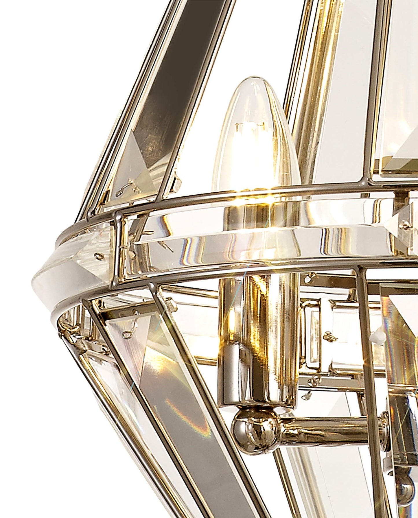 Chelford Diamond Pendant, 3 Light E27, Polished Nickel