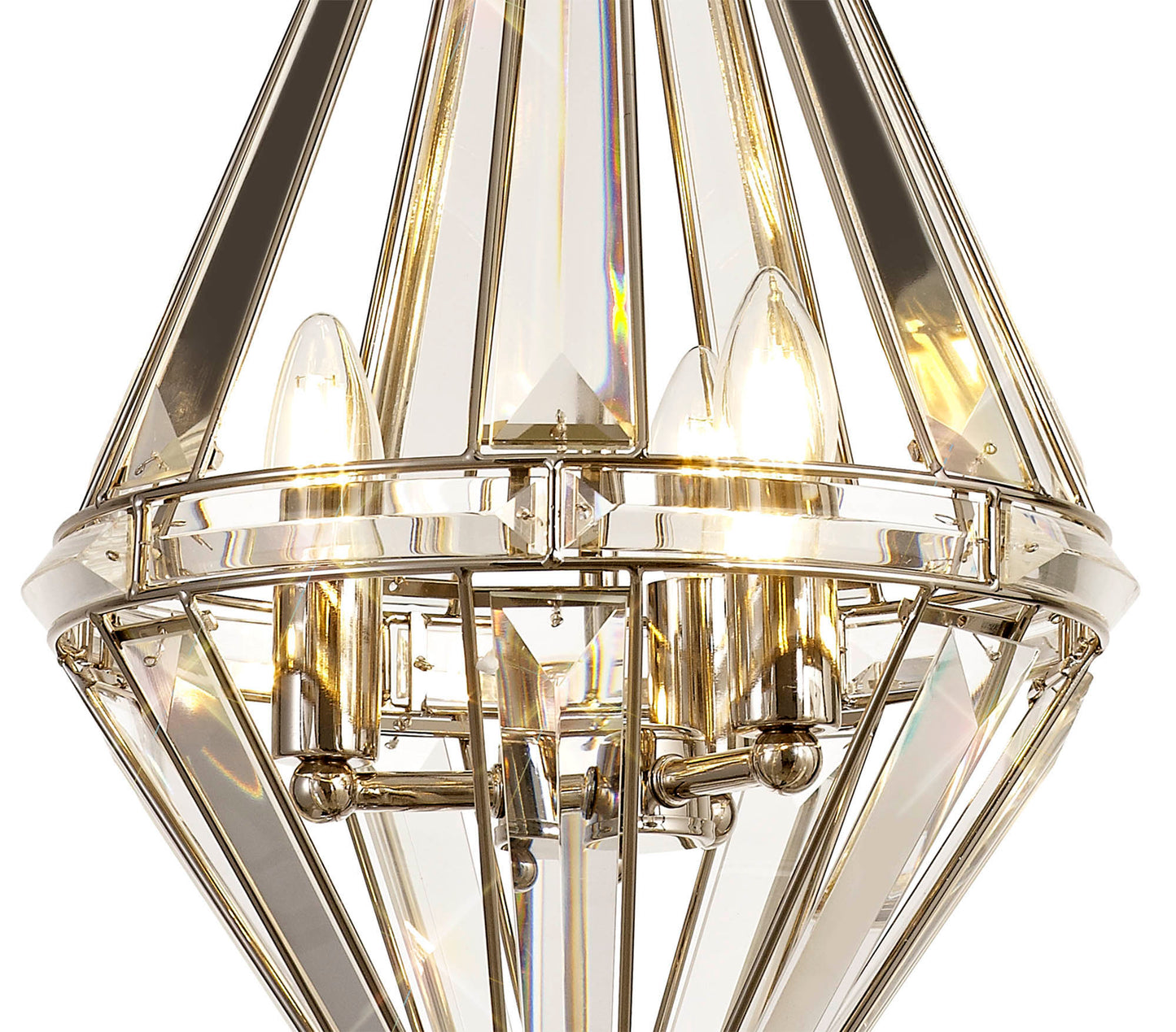 Chelford Diamond Pendant, 3 Light E27, Polished Nickel