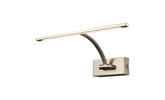 Chorley Small 1 Arm Wall Lamp and Picture Light, 1 x 6W LED, 3000K, 470lm, Satin Nickel, 3yrs Warranty