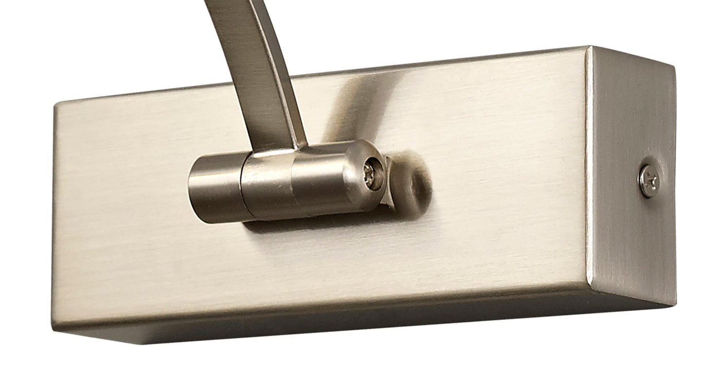 Chorley Large 1 Arm Wall Lamp and Picture Light, 1 x 10W LED, 3000K, 850lm, Satin Nickel, 3yrs Warranty