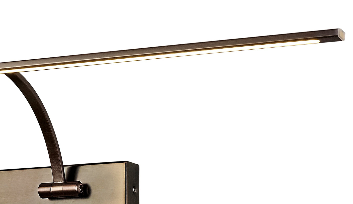 Chorley Large 2 Arm Wall Lamp and Picture Light, 1 x 16W LED, 3000K, 1200lm, Bronze, 3yrs Warranty