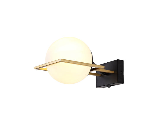 Christleton Wall Lamp Switched, 1 Light E14, Matt Black and Polished Gold