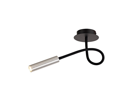 Clifton Ceiling, 1 Light Adjustable Arm, 1 x 5W LED, 3000K, 310lm, Black and Aluminium, 3yrs Warranty