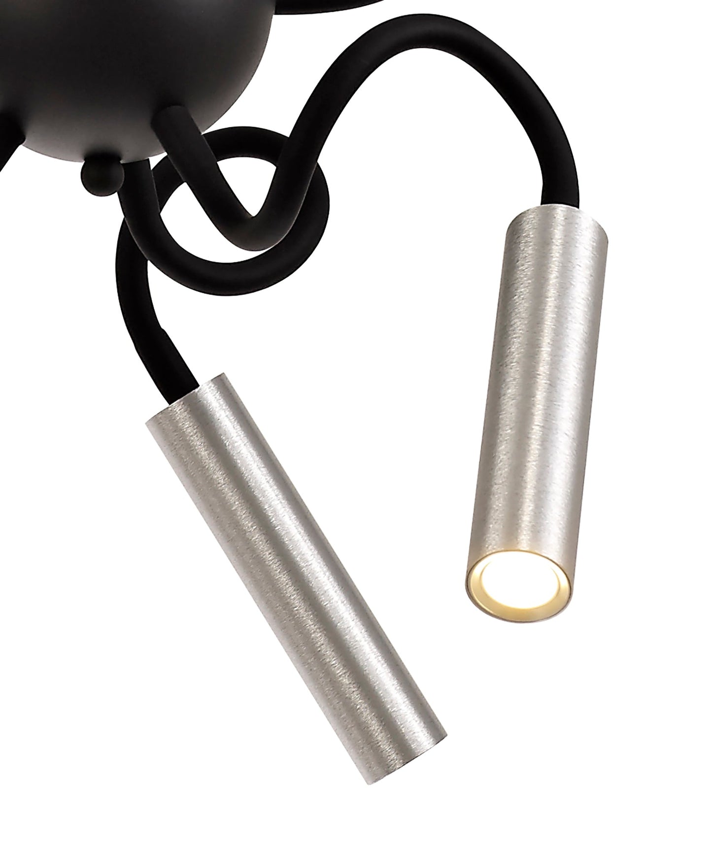 Clifton Sputnik Pendant, 9 Light Adjustable Arms, 9 x 4W LED Dimmable, 3000K, 2250lm, Black and Aluminium, 3yrs Warranty