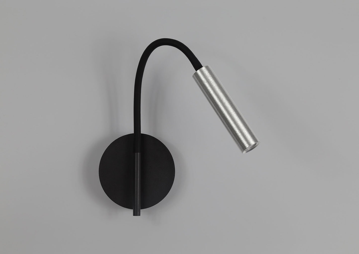 Clifton Wall Lamp, 1 Light Adjustable Switched, 1 x 5W LED, 3000K, 311lm, Black and Aluminium, 3yrs Warranty